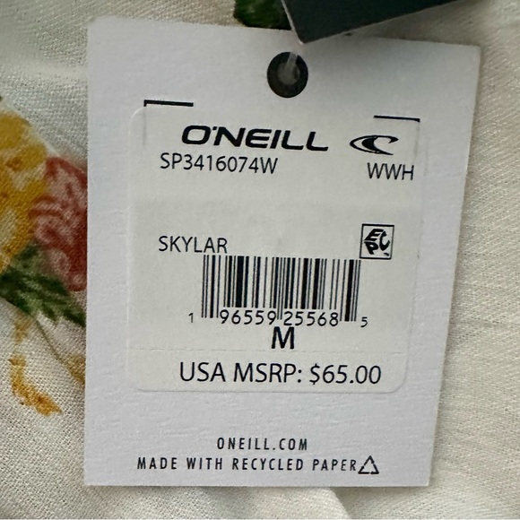 Designed by O'Neill!! NWT Floral Print, Ruffled Puff Sleeve Sundress Size Med. - Picture 7 of 7